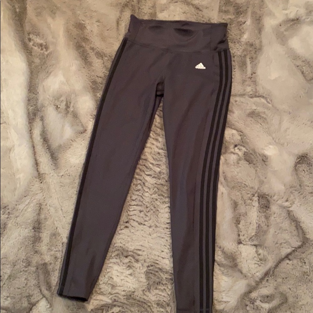 Adidas black on black striped athletic pants